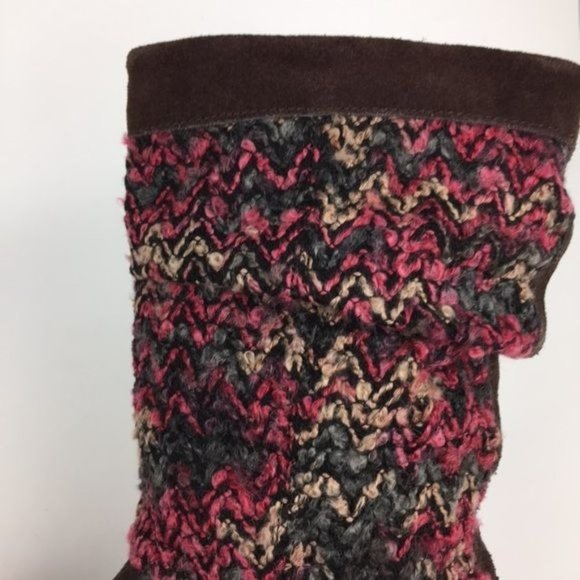 Toms Serra Sweater Slouchy Boot Brown Suede Leather Knit 8 - Picture 12 of 16